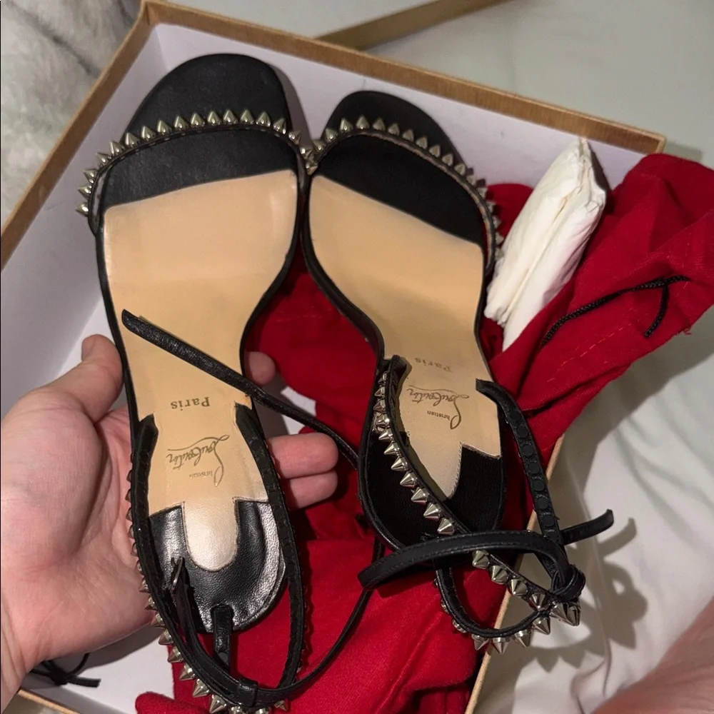Christian Louboutin Black Studded Sandals RUNS SMALL will fit a 9/9.5 - Picture 1 of 5